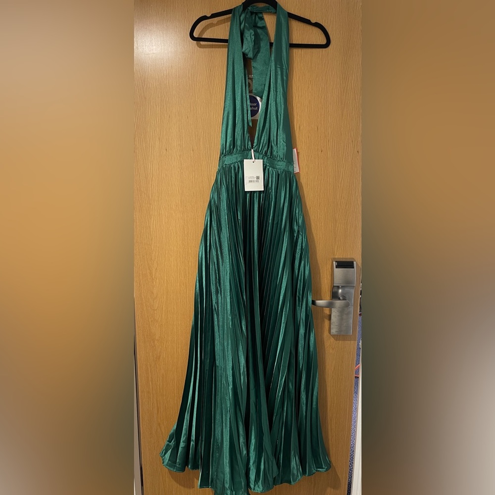 True Decadence Green Pleated Maxi Dress